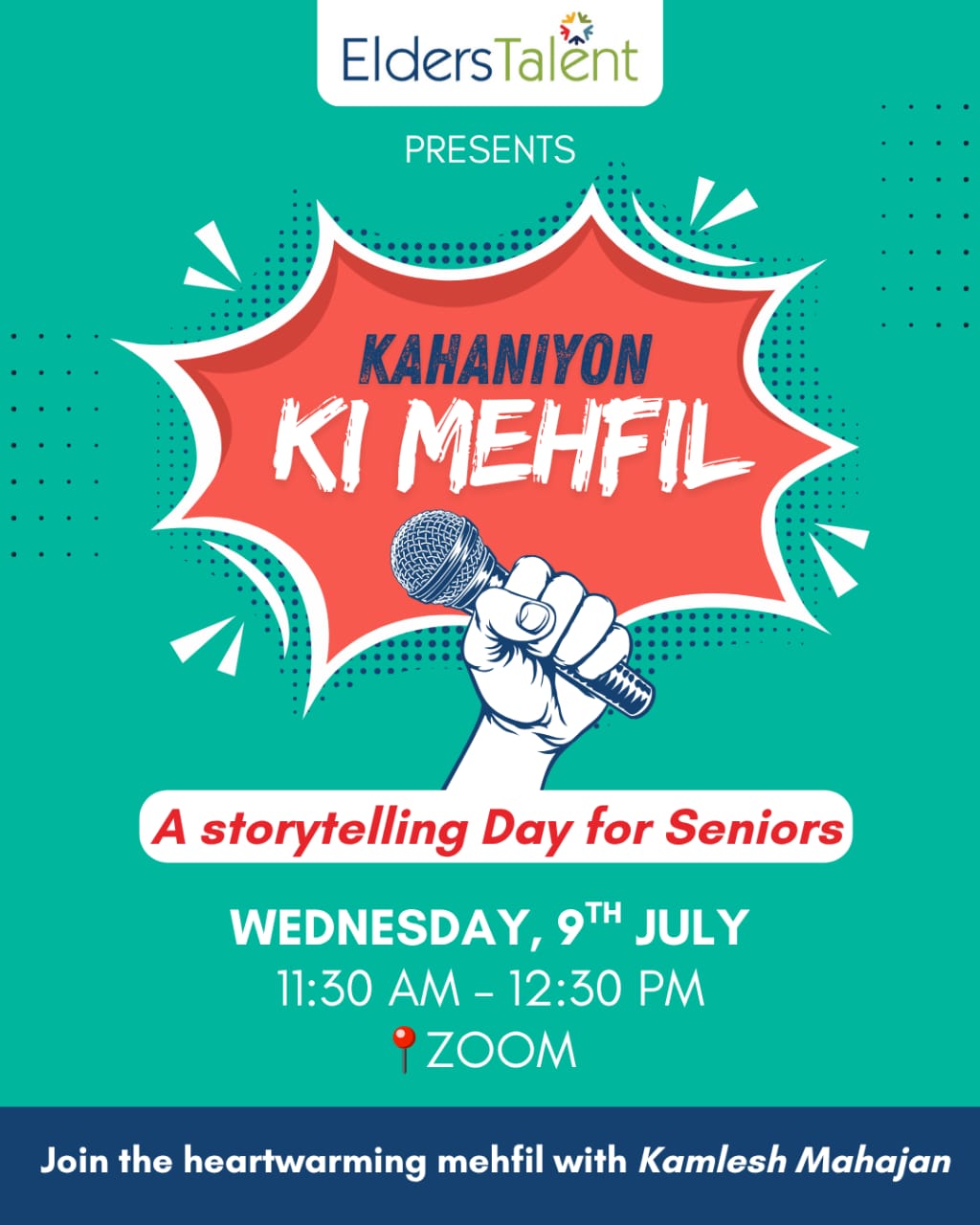 Kahaniyon Ki Mehfil with Kamlesh Mahajan ✨ 🌟A Soulful Storytelling Hour for Senior Citizens